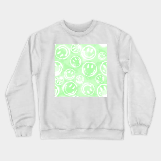 Green Tie-Dye Smileys Crewneck Sweatshirt by Carolina Díaz